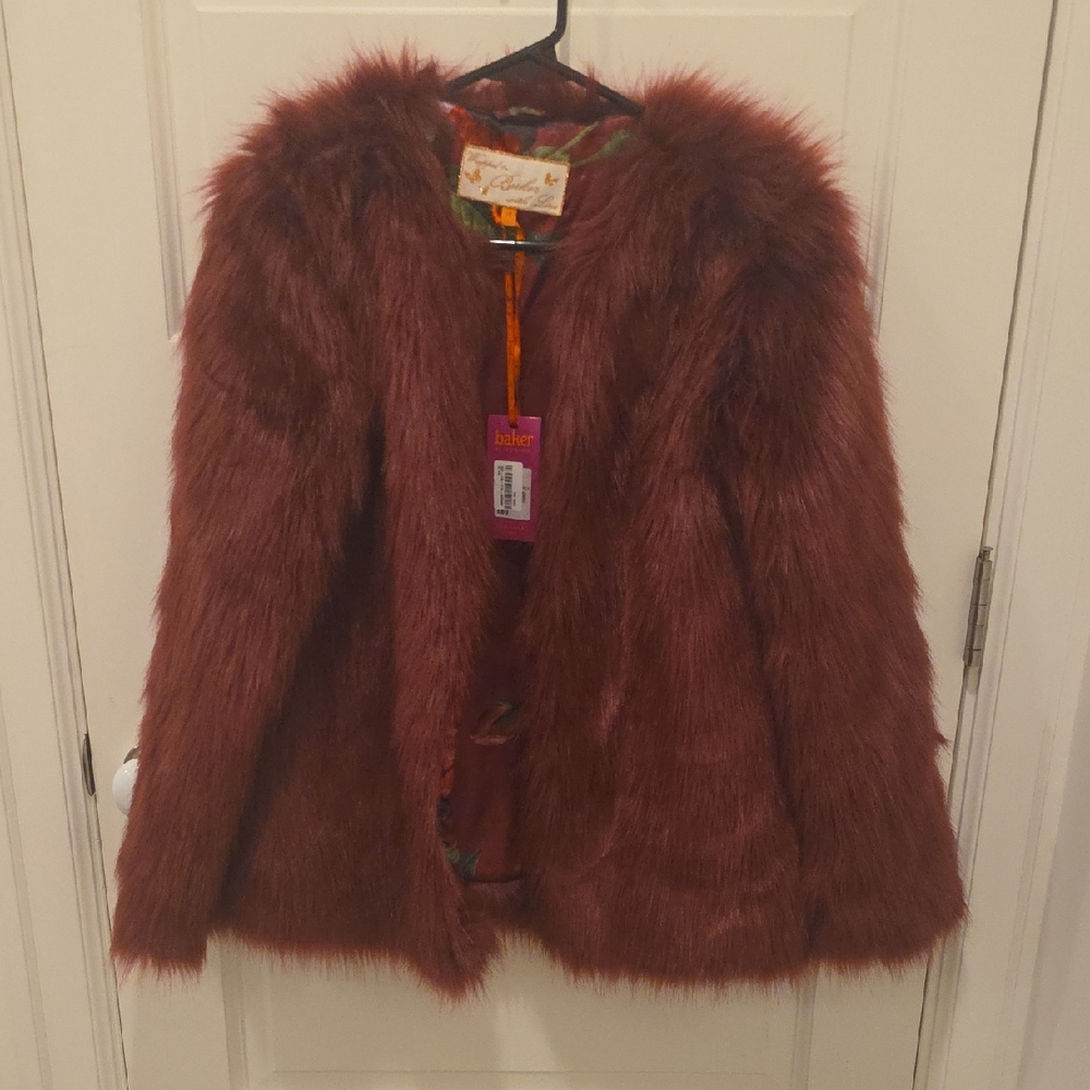 Faux Fur Jacket in Rich Brown